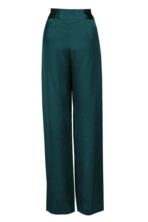 The Sei Relaxed Forest Green Silk Pant - view 2