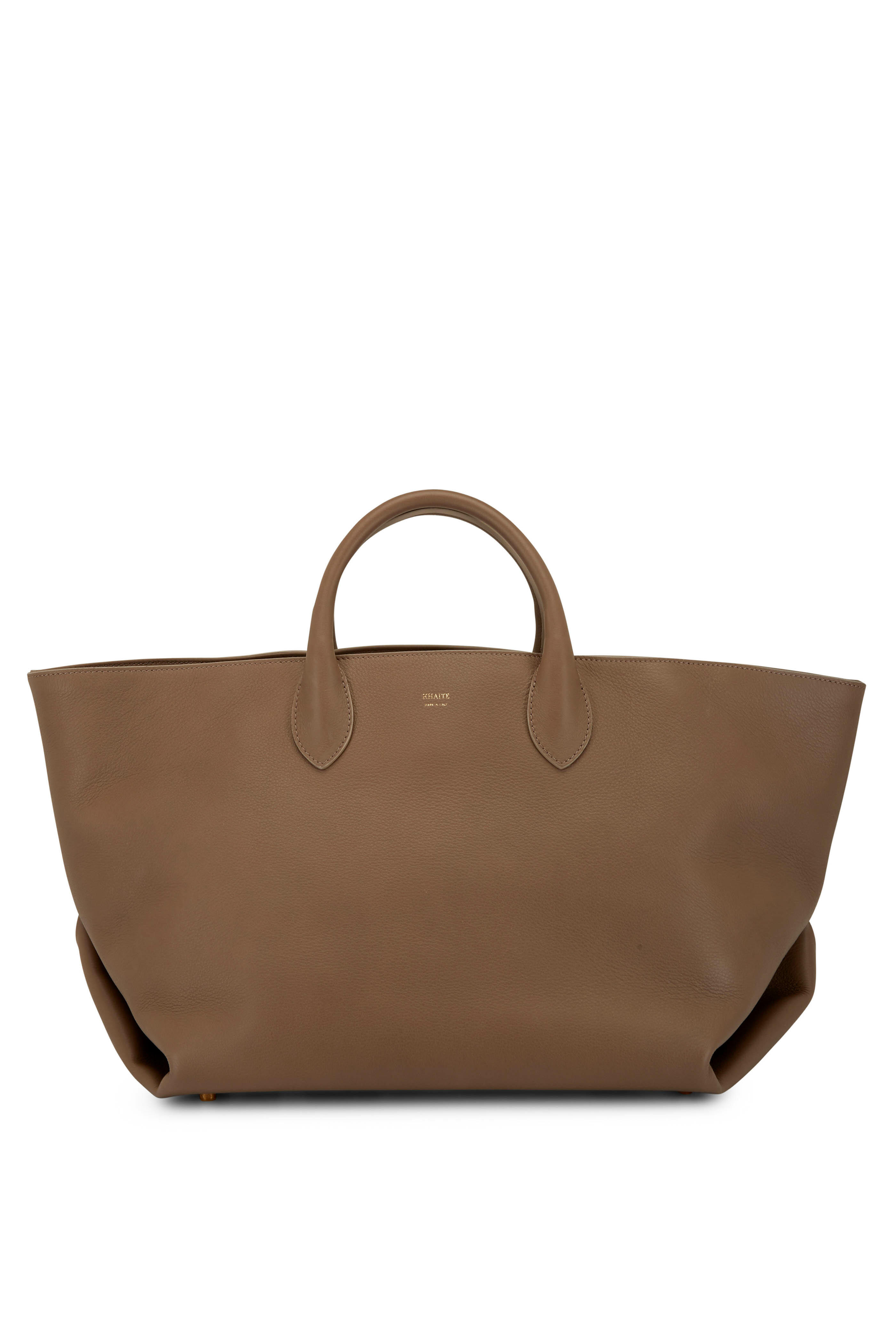 Melime Cael Nubuck Leather Tote Bag/ボーダー/レッド/グレー Real Leather Tote Bag with Zipper - Zip 
