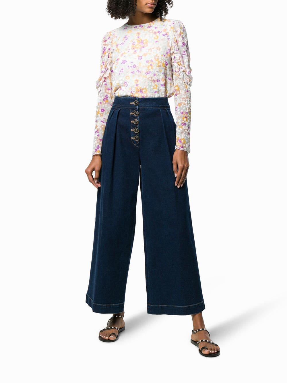 See by Chloé - Multicolor Silk Ruffle Sleeve Top