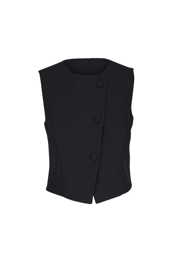 TWP Three Button Perry Black Wool Vest