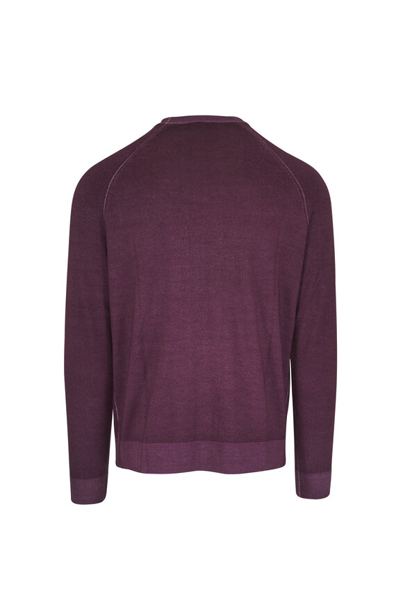 Patrick Assaraf Burgundy Merino Wool Raglan Crewneck Sweater - view 4