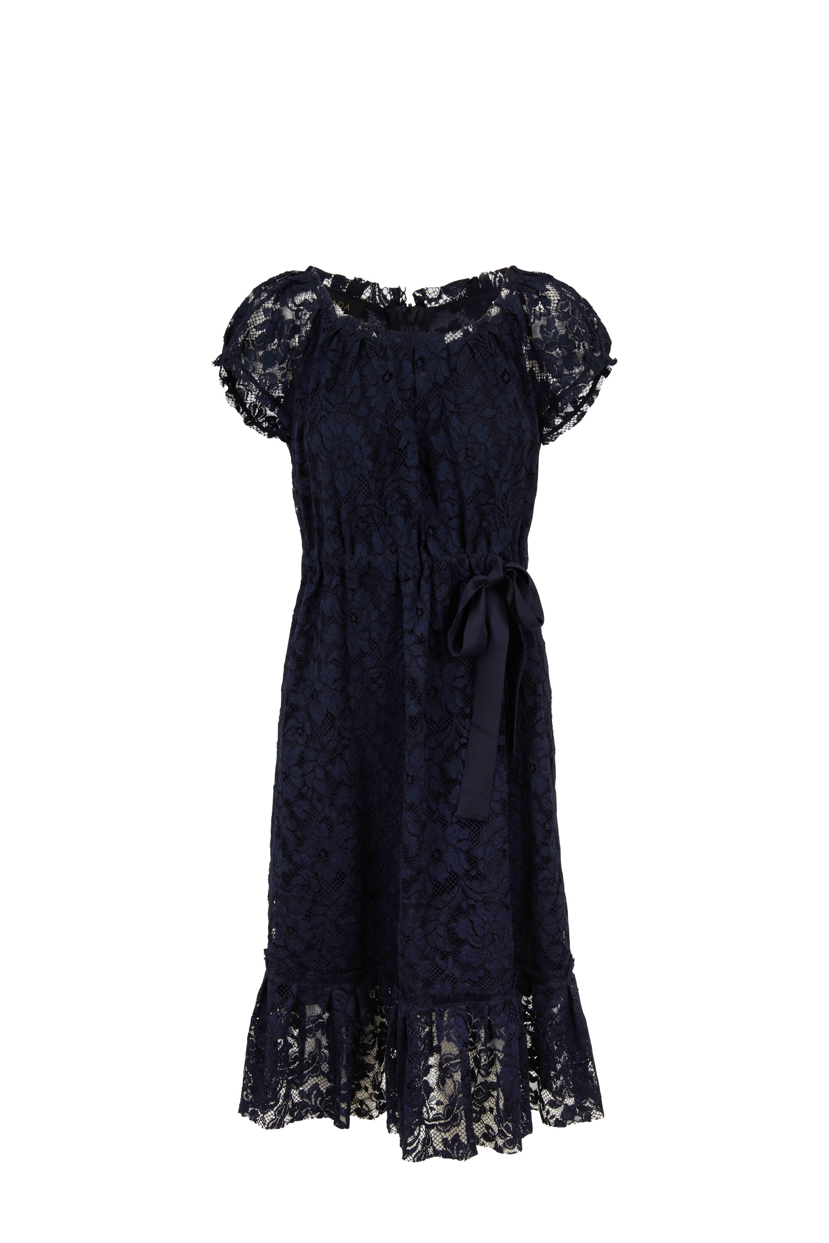 bebe open back lace dress Fiore Open Back Lace Trim Mini Dress •AmericanThreads Women's Boutique Chambray / S main image 1