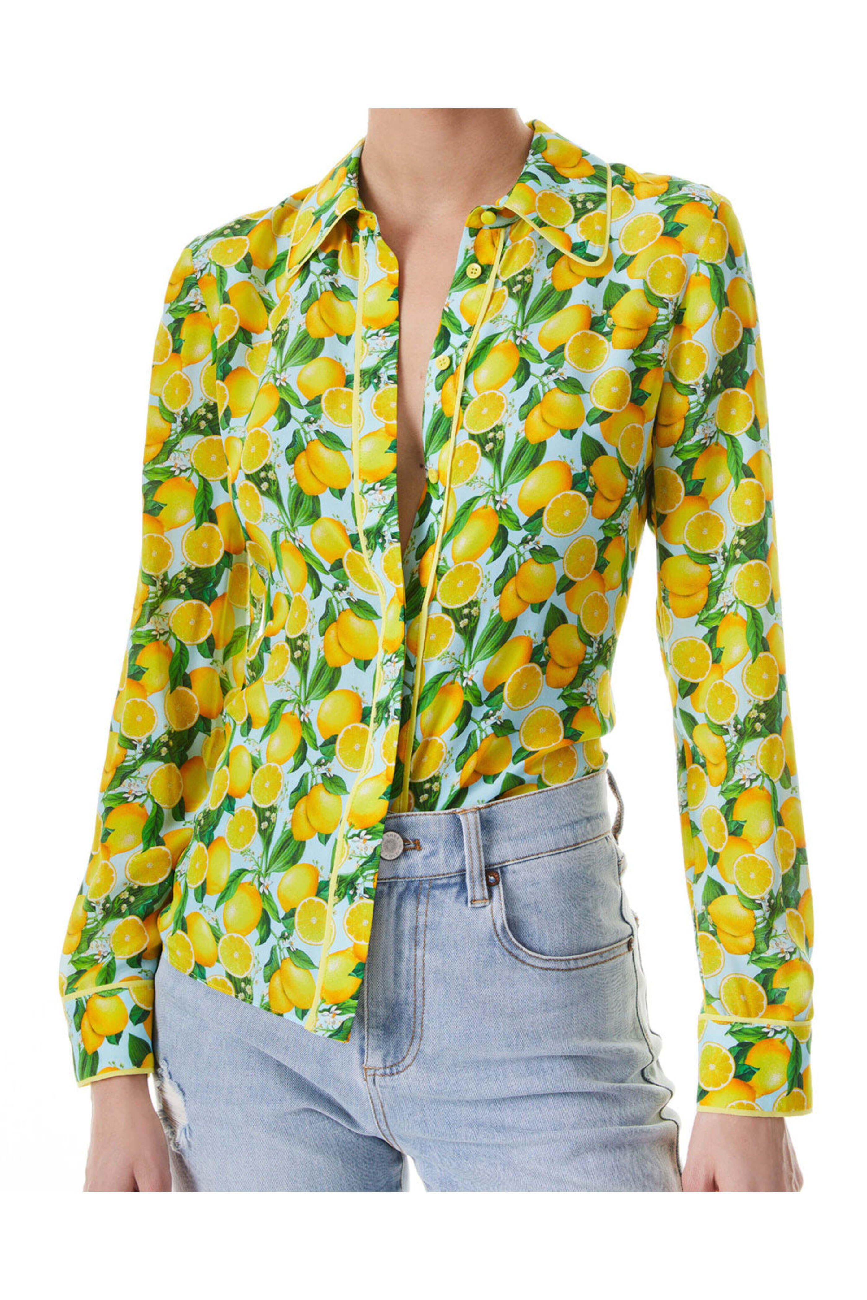 売れ筋商品|||アリス アンド オリビア シャツ レディース トップス WILLA - Button-down blouse - multi-coloured Willa Silk Blouse In Stace Of The World | Alice + Olivia