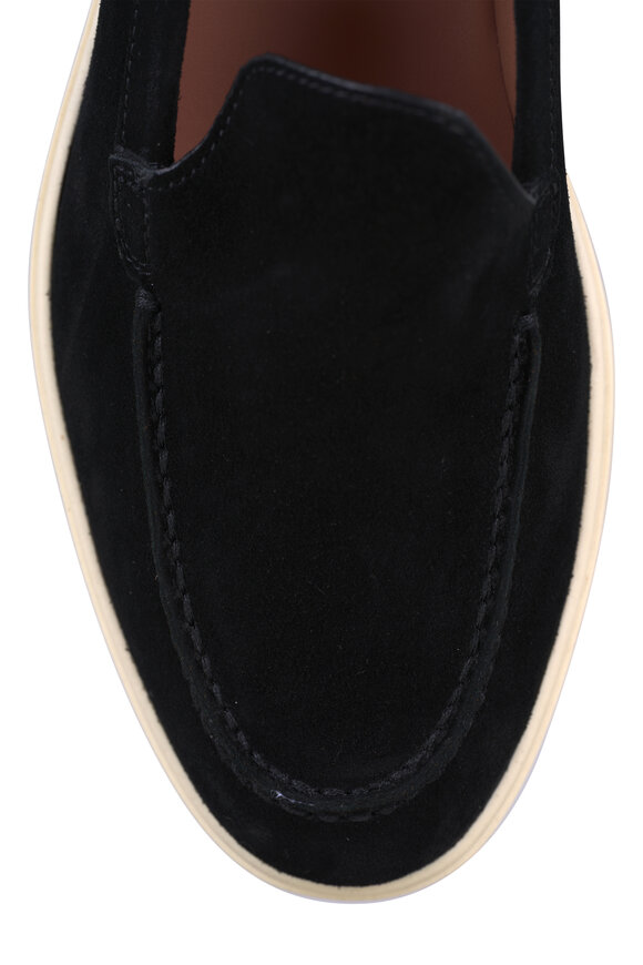 Santoni Yaltamoc Black Suede Loafer - view 4