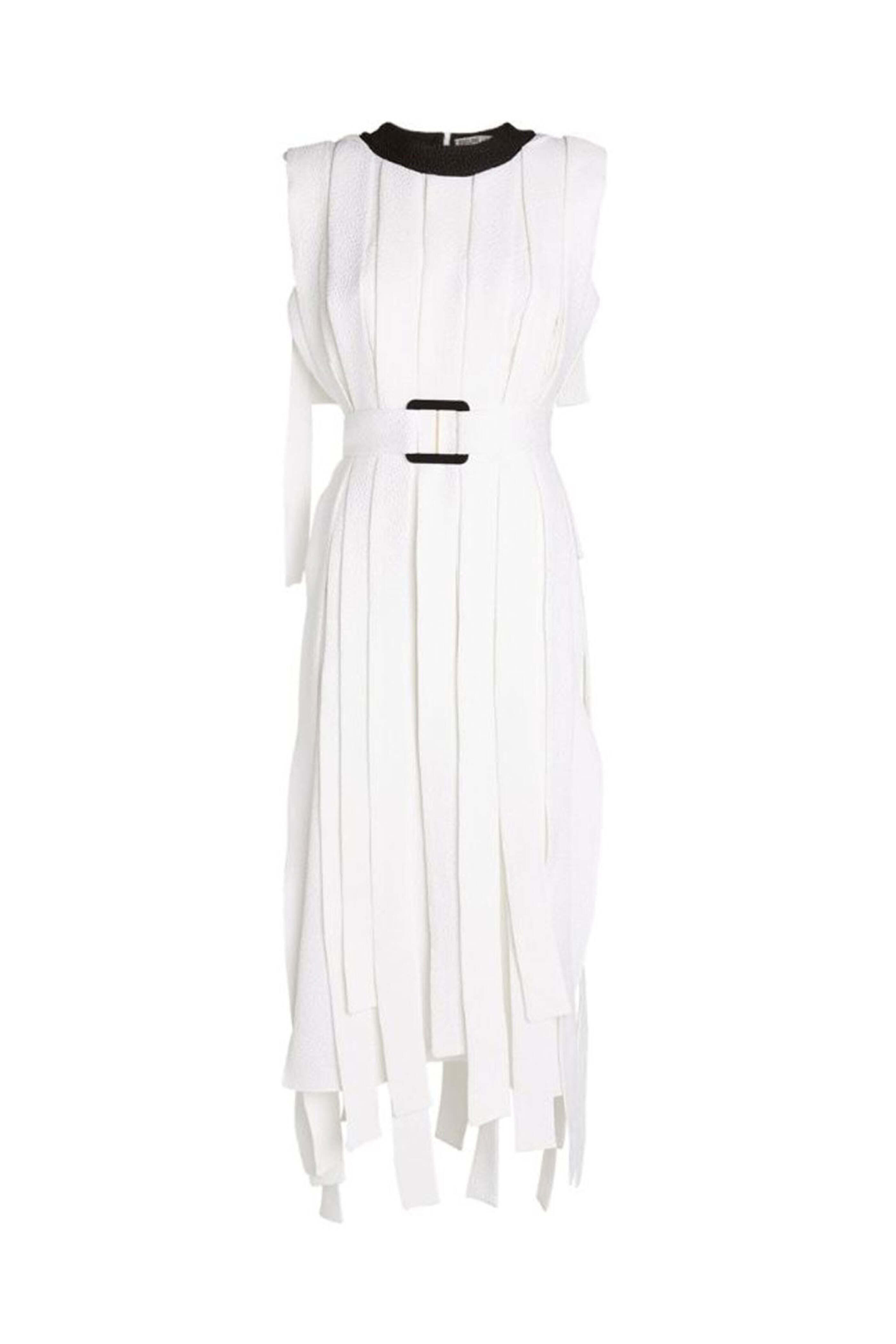 Edeline Lee - Ivory and Black Garland Midi Dress