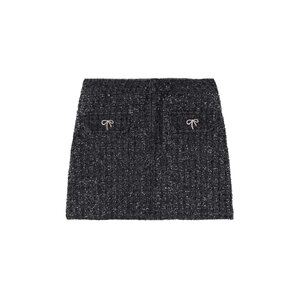 Self - Portrait - Textured Black Denim Mini Skirt