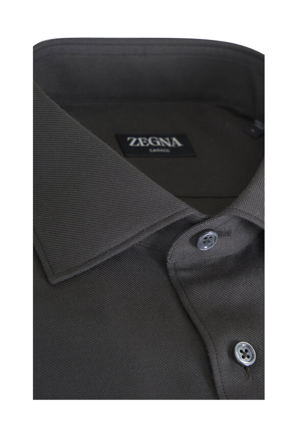 Zegna Cashco Dark Olive Sport Shirt - view 2