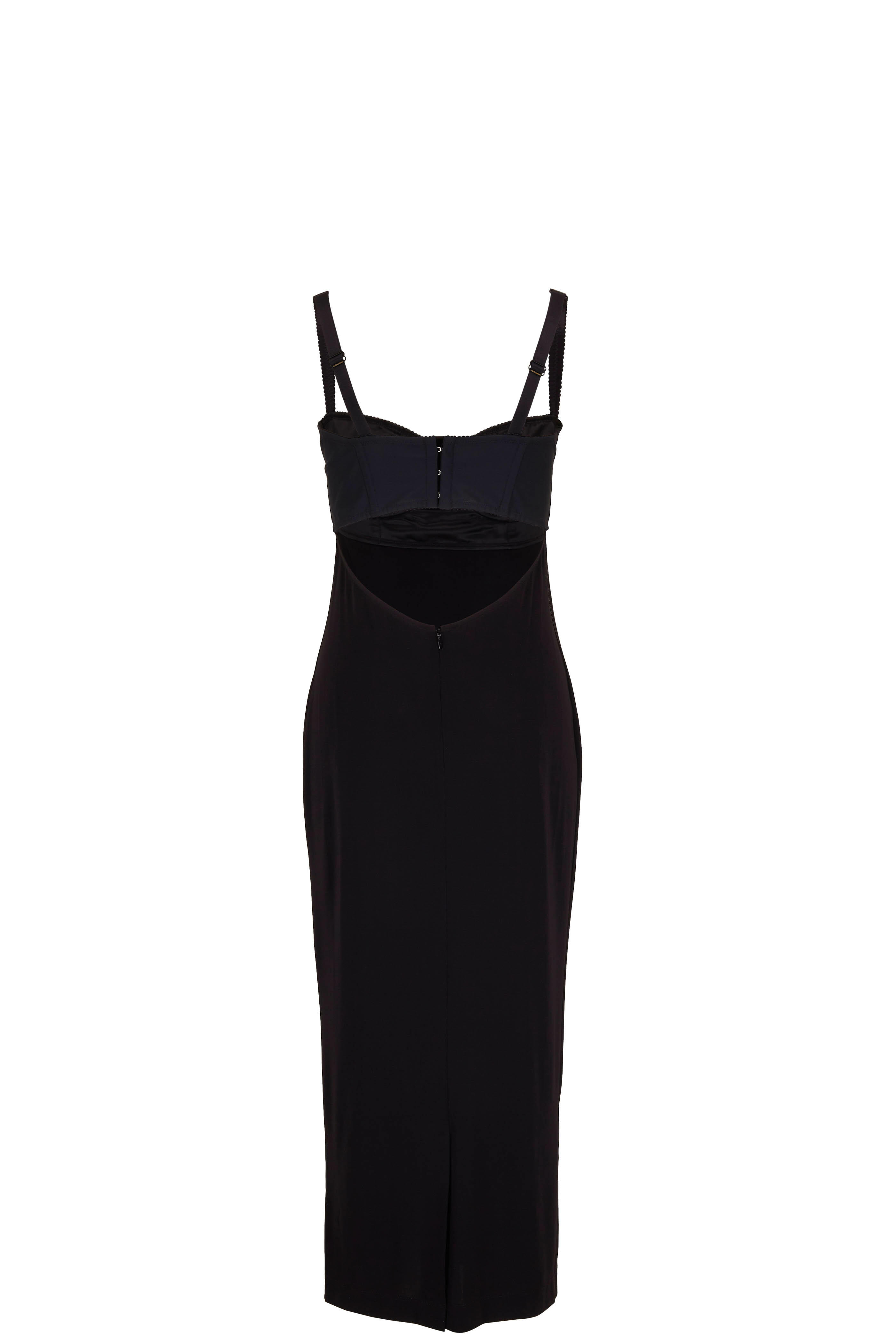 ワンピース DOLCE & GABBANA Midi corsetry dress Black Jersey midi dress with corset-style bra top in Black for