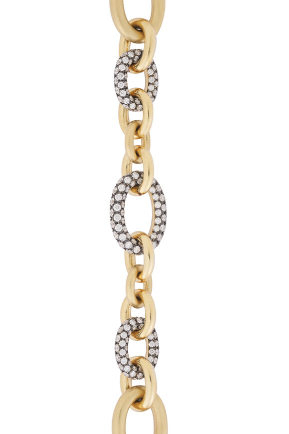 Mariani 18k Yellow Gold Large Rolo Diamond Bracelet - view 3
