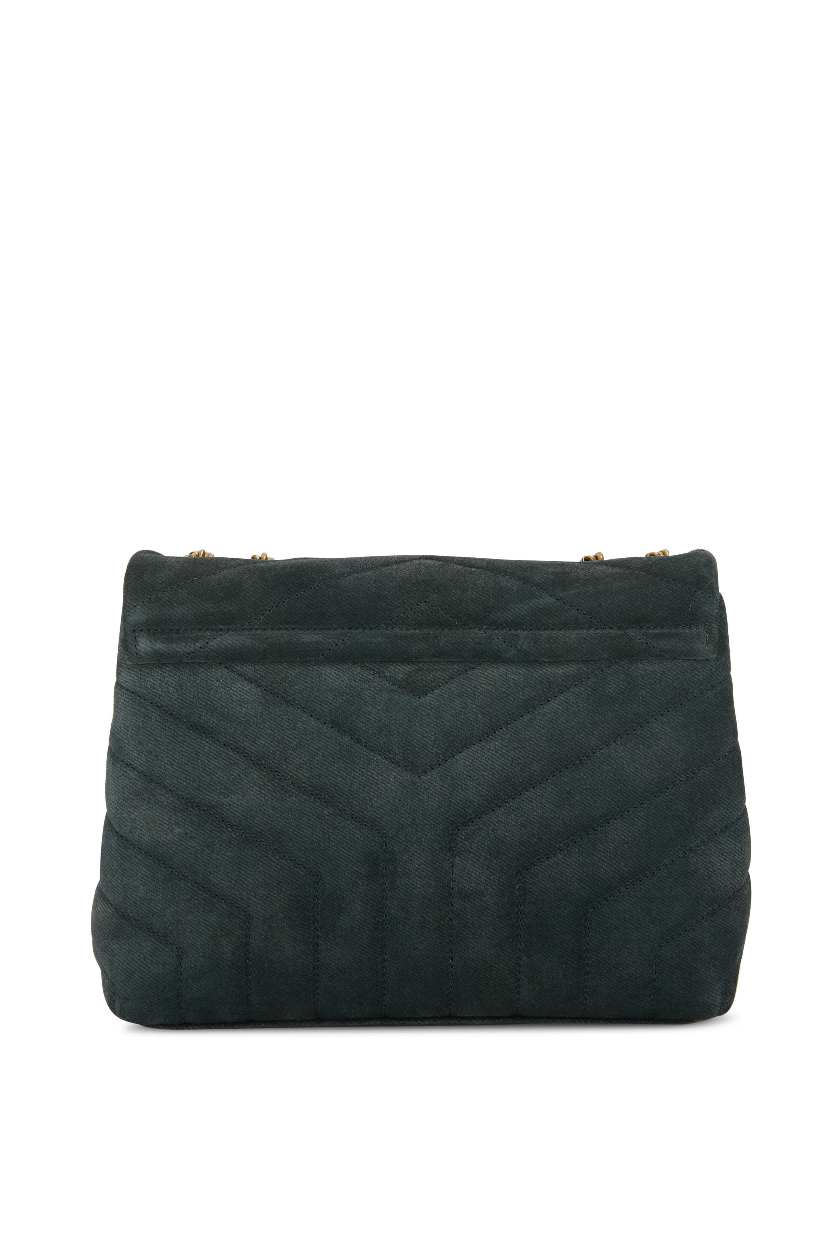 Saint Laurent - Loulou Dark Forest Suede Small Monogram Bag