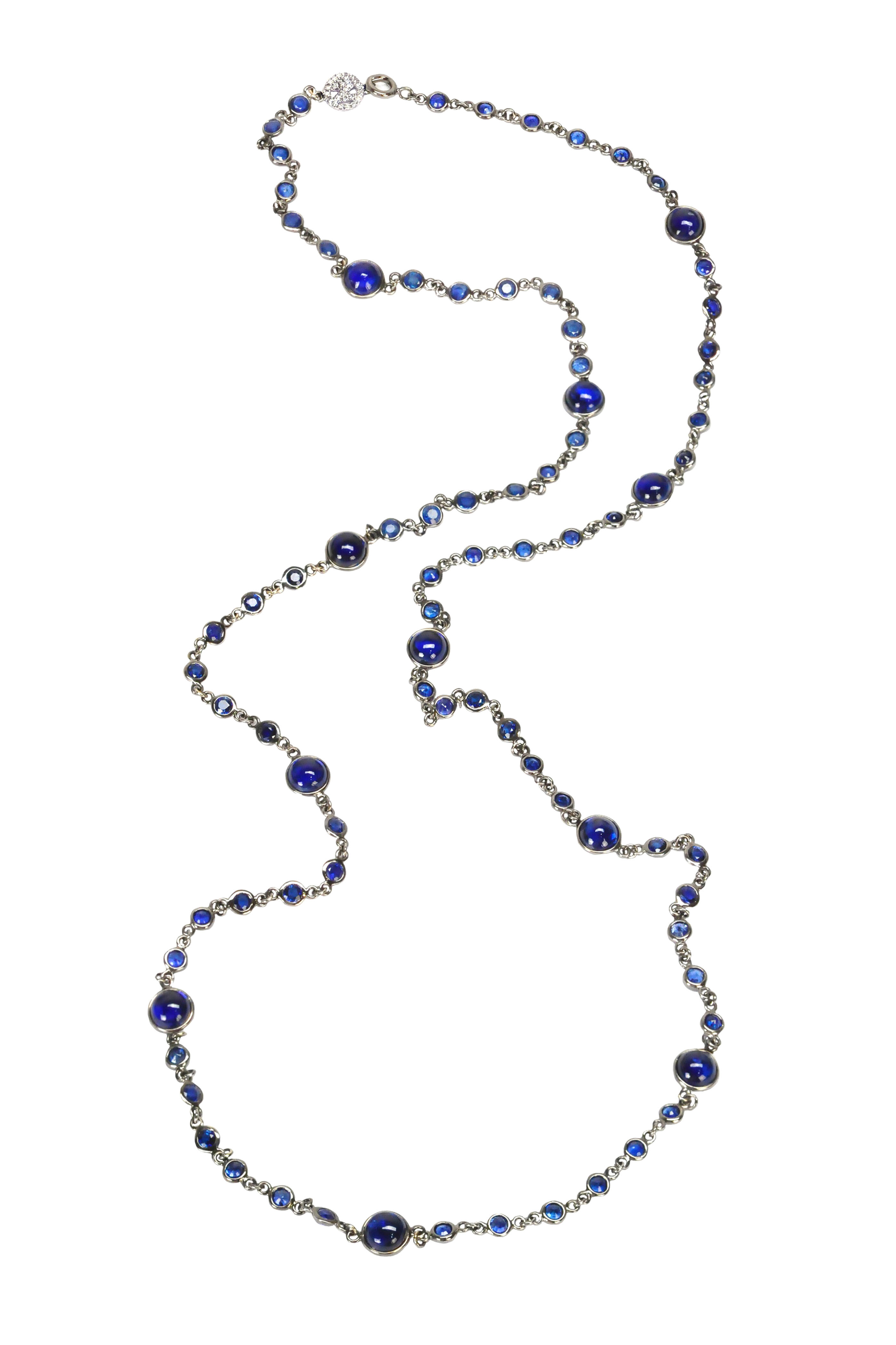 Nam Cho - 18K White Gold Sapphire Cabochon Necklace - view 1