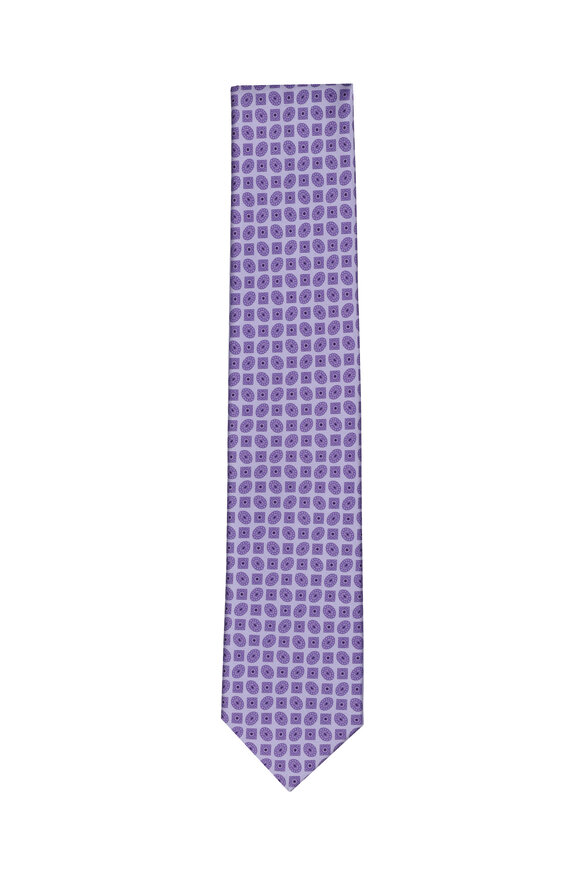 Geoff Nicholson Lavender Micro Medallion Silk Necktie