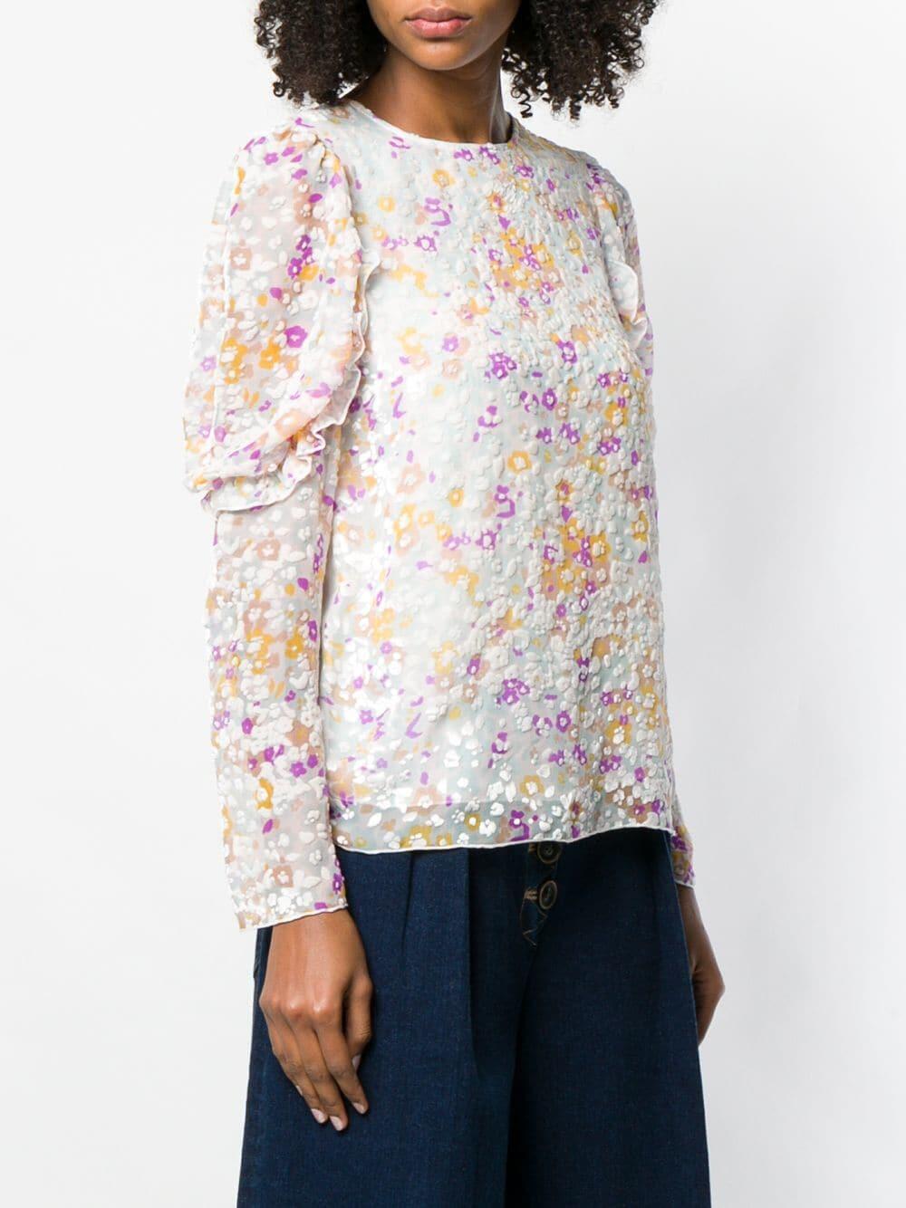 See by Chloé - Multicolor Silk Ruffle Sleeve Top