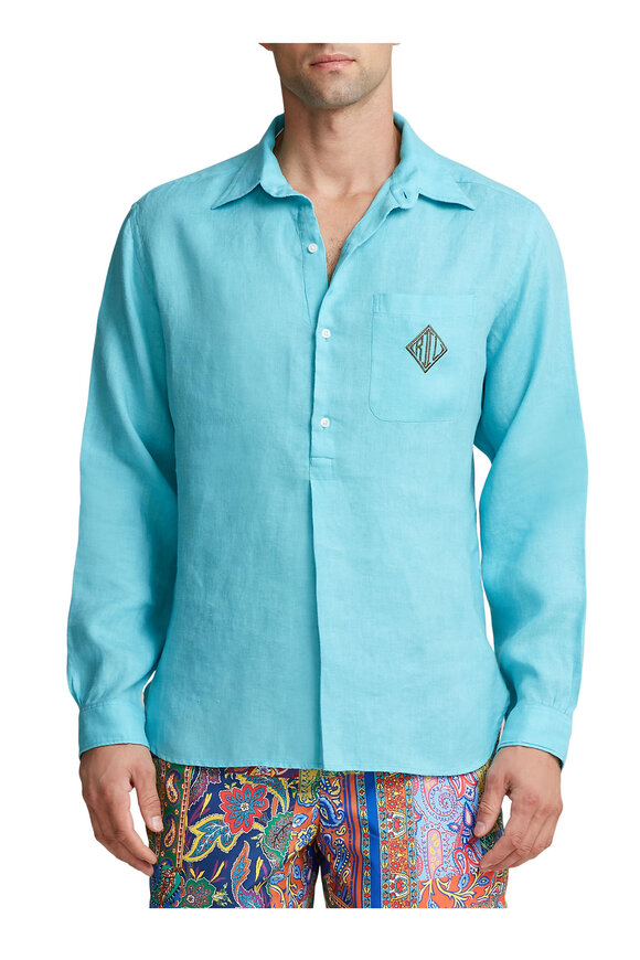 Ralph Lauren Purple Label - Capri Blue Linen Sport Shirt