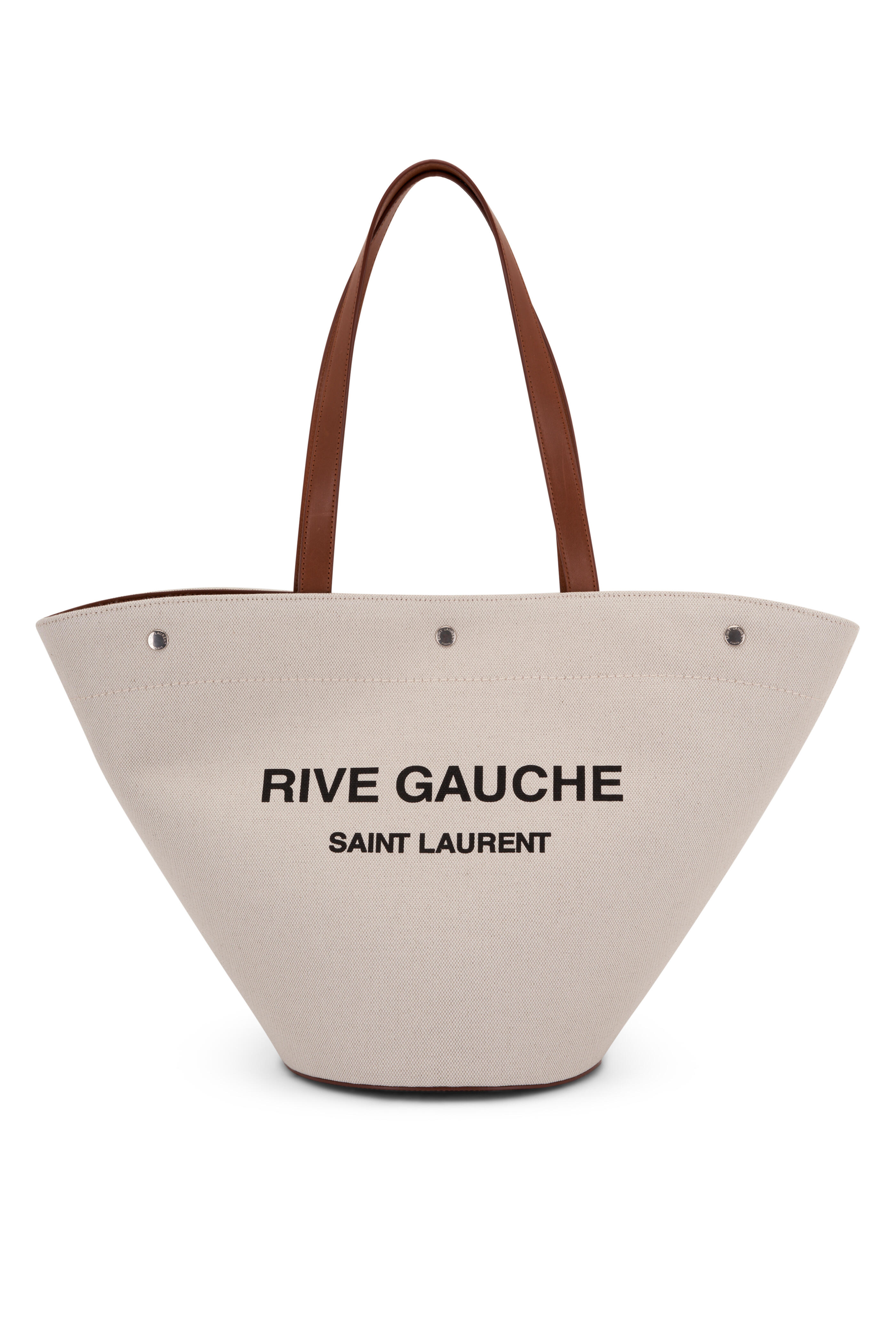Saint Laurent - Black, Gray & Brown Canvas Rive Gauche Tote Bag