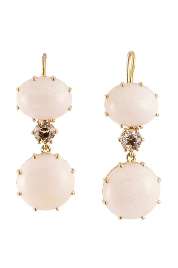 Sylva & Cie Double Mammoth & Diamond Earrings