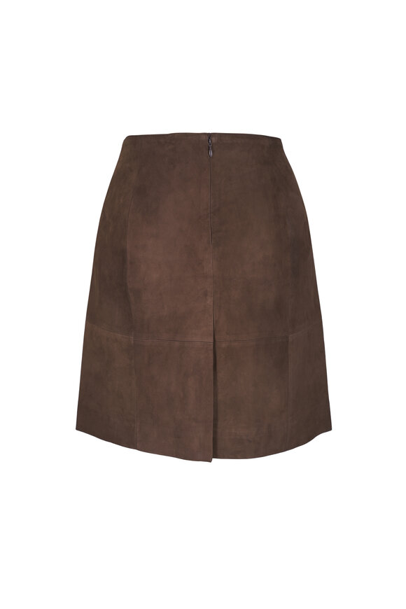 Vince Wood High Rise Knee-Length Leather Skirt - view 2