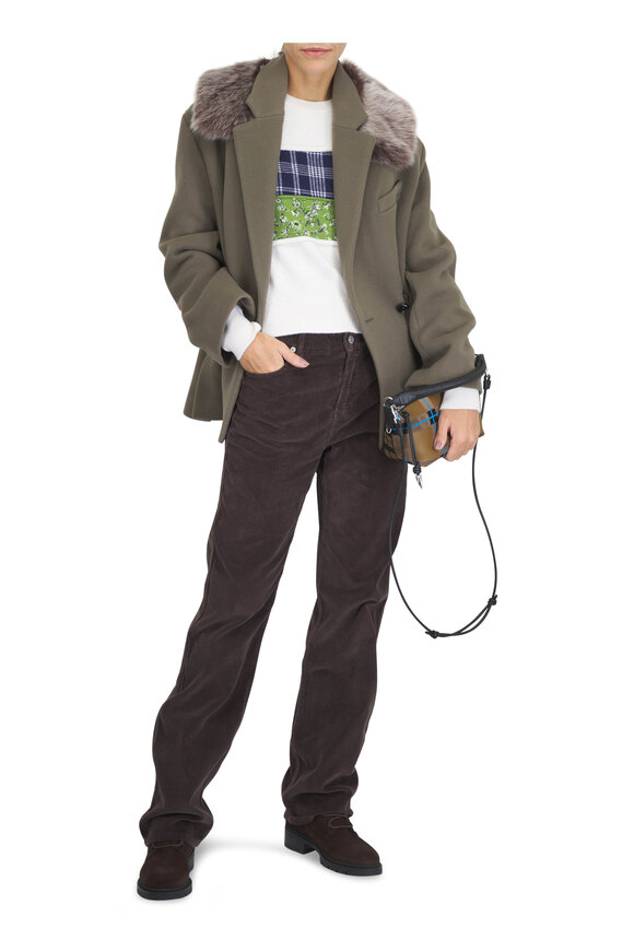Loewe Taupe Wool & Cashmere Short Coat - view 2