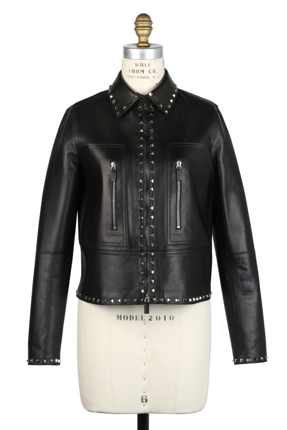 Valentino - Rockstud Black Leather Jacket 