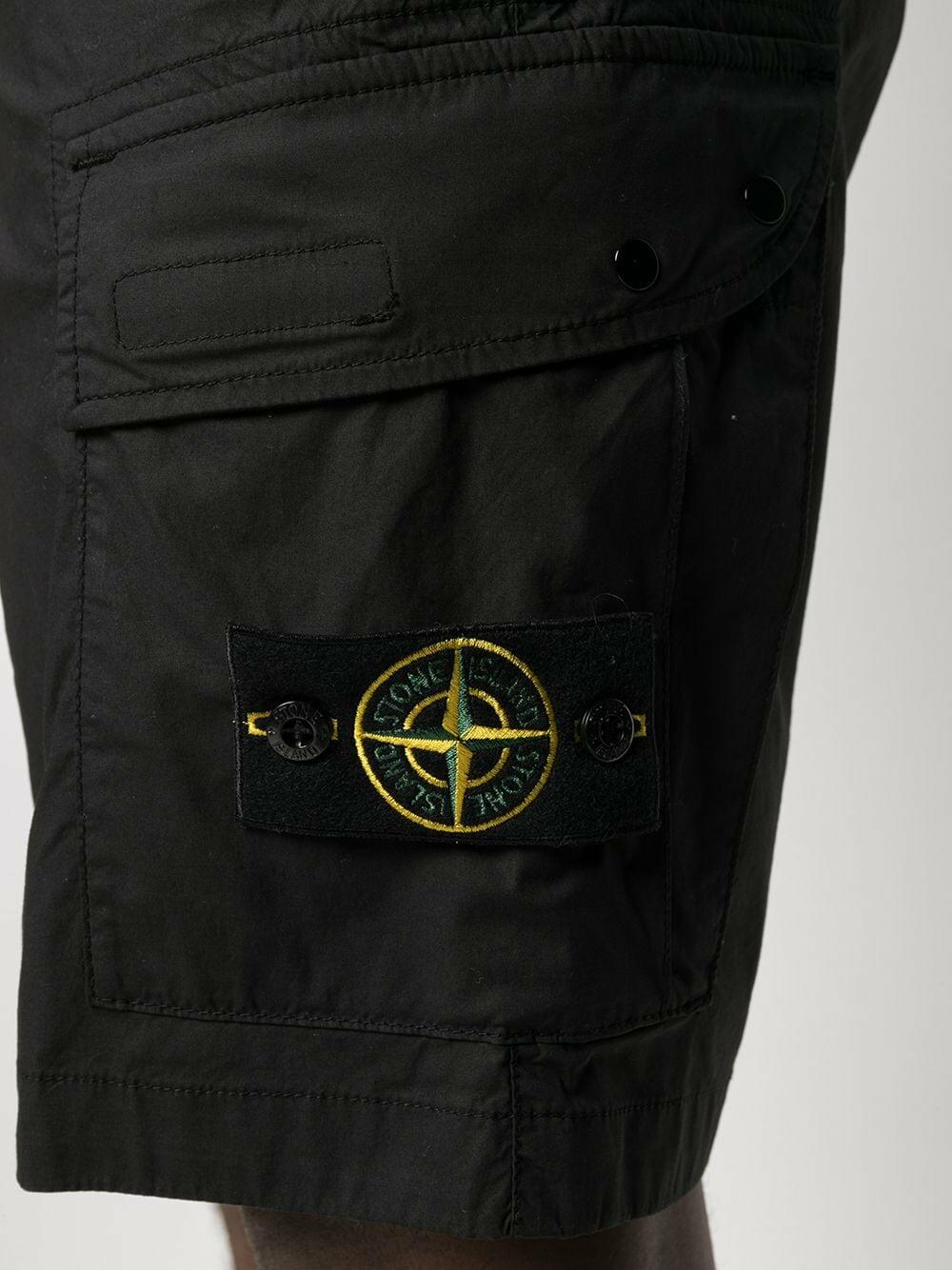 Stone Island - Black Stretch Cotton Cargo Shorts