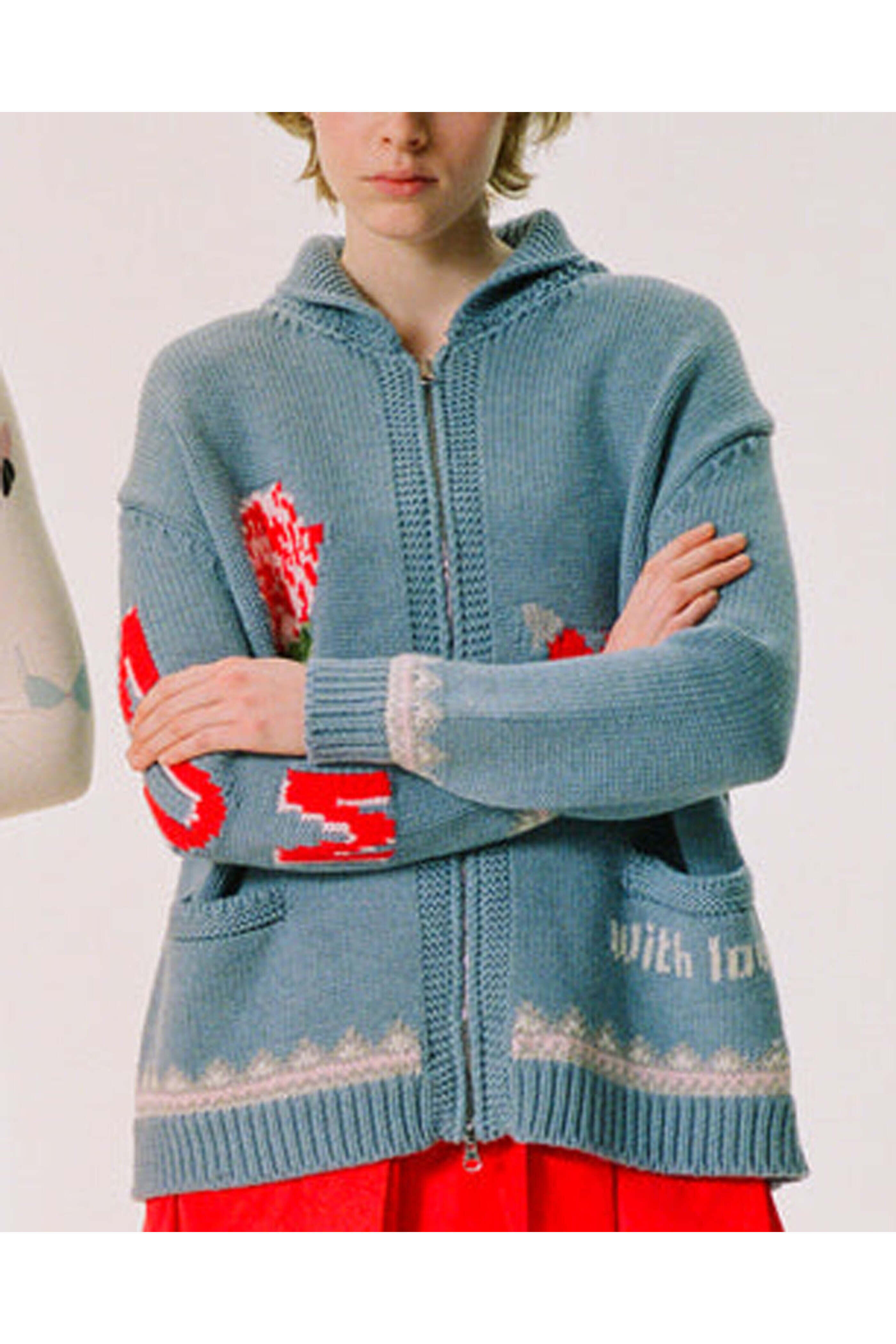 Bernadette - Blue Knit Maurice Jacket
