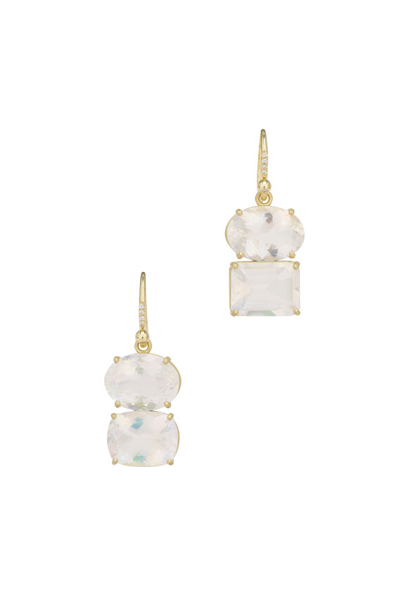 Irene Neuwirth Rainbow Moonstone & Diamond Drop Earrings
