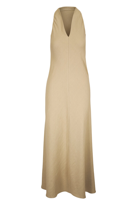 Peter Cohen Vest Khaki Stretch Linen Viscose Tank Dress