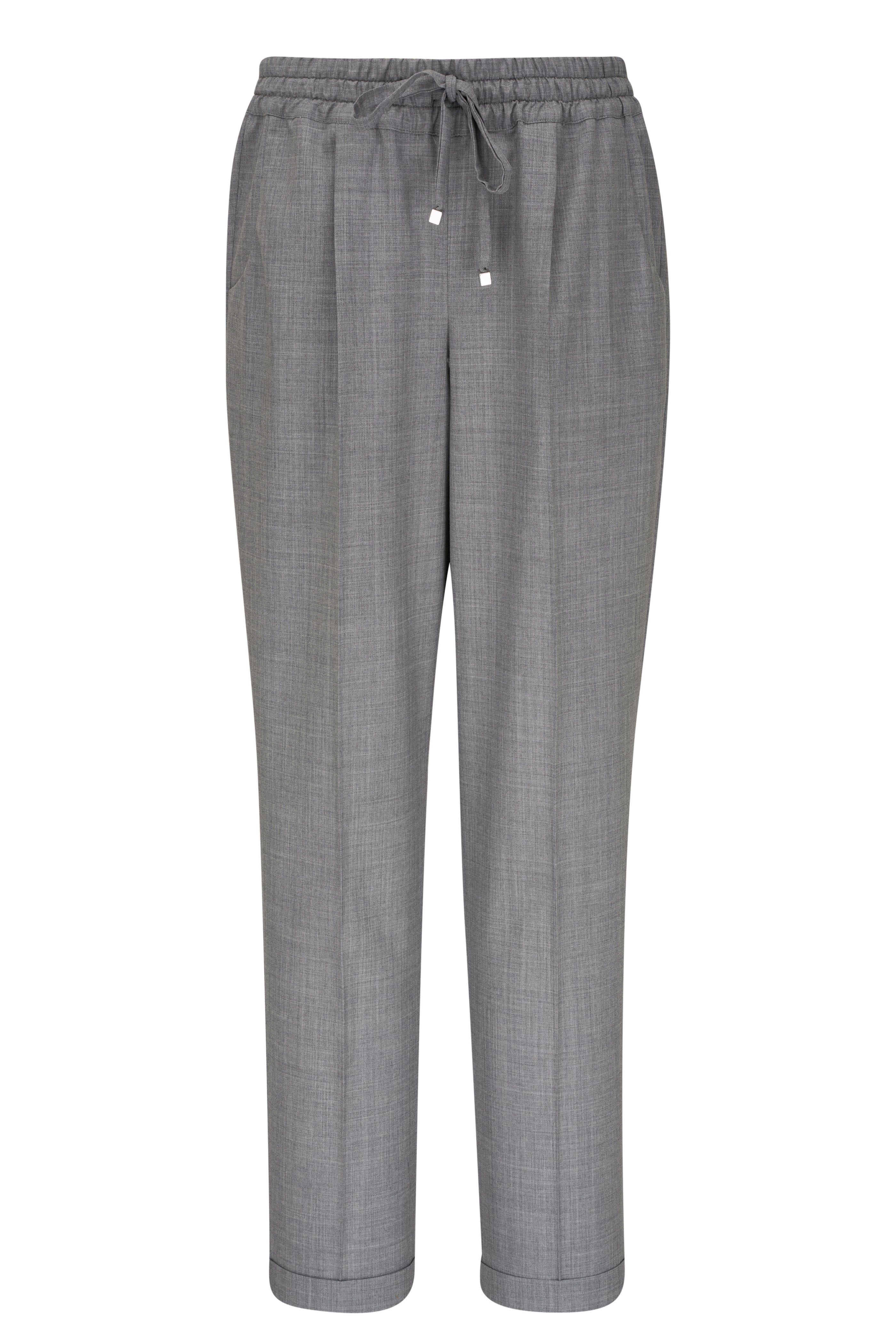 Kiton - Grey Wool Pleated Drawstring Dress Pant | Mitchell