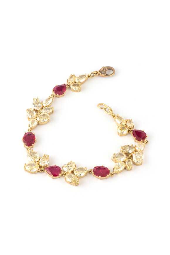 Sylva & Cie 18k Yellow Gold Ruby & Diamond Bracelet - view 1