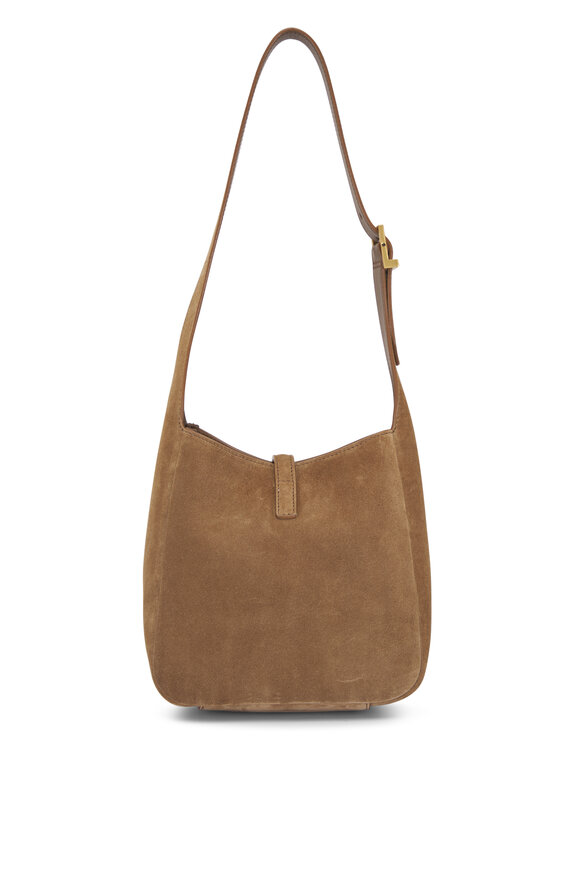 Saint Laurent Baby Le 5 À 7 Supple Golden Leaf Suede Hobo Bag - view 4