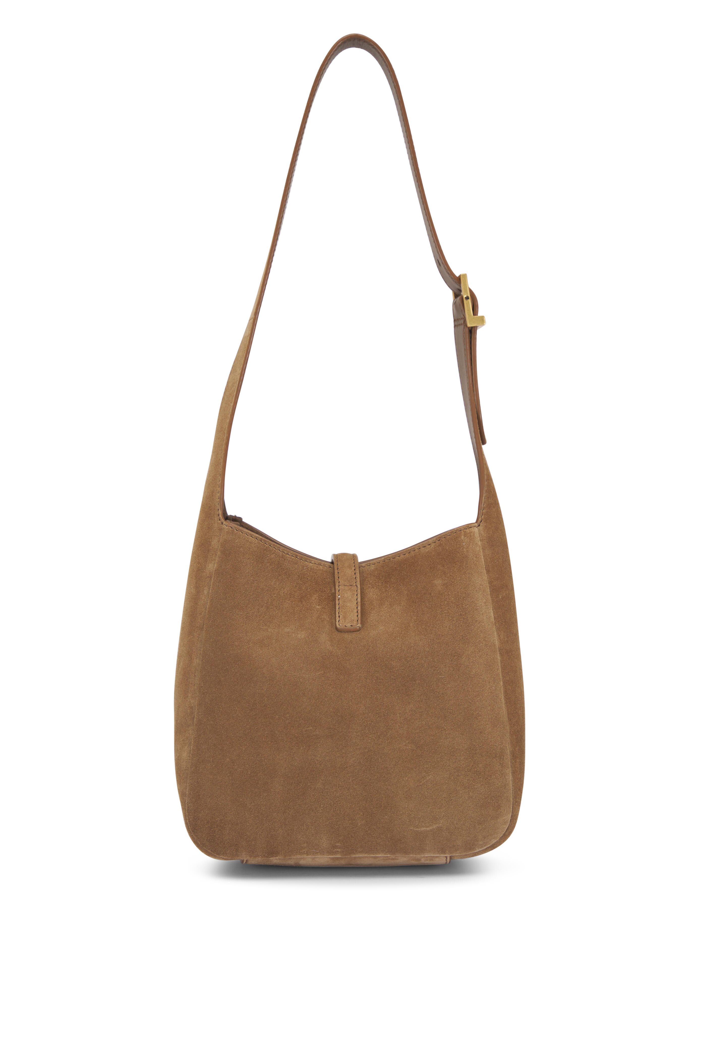 Saint Laurent - Baby Le 5 À 7 Supple Golden Leaf Suede Hobo Bag