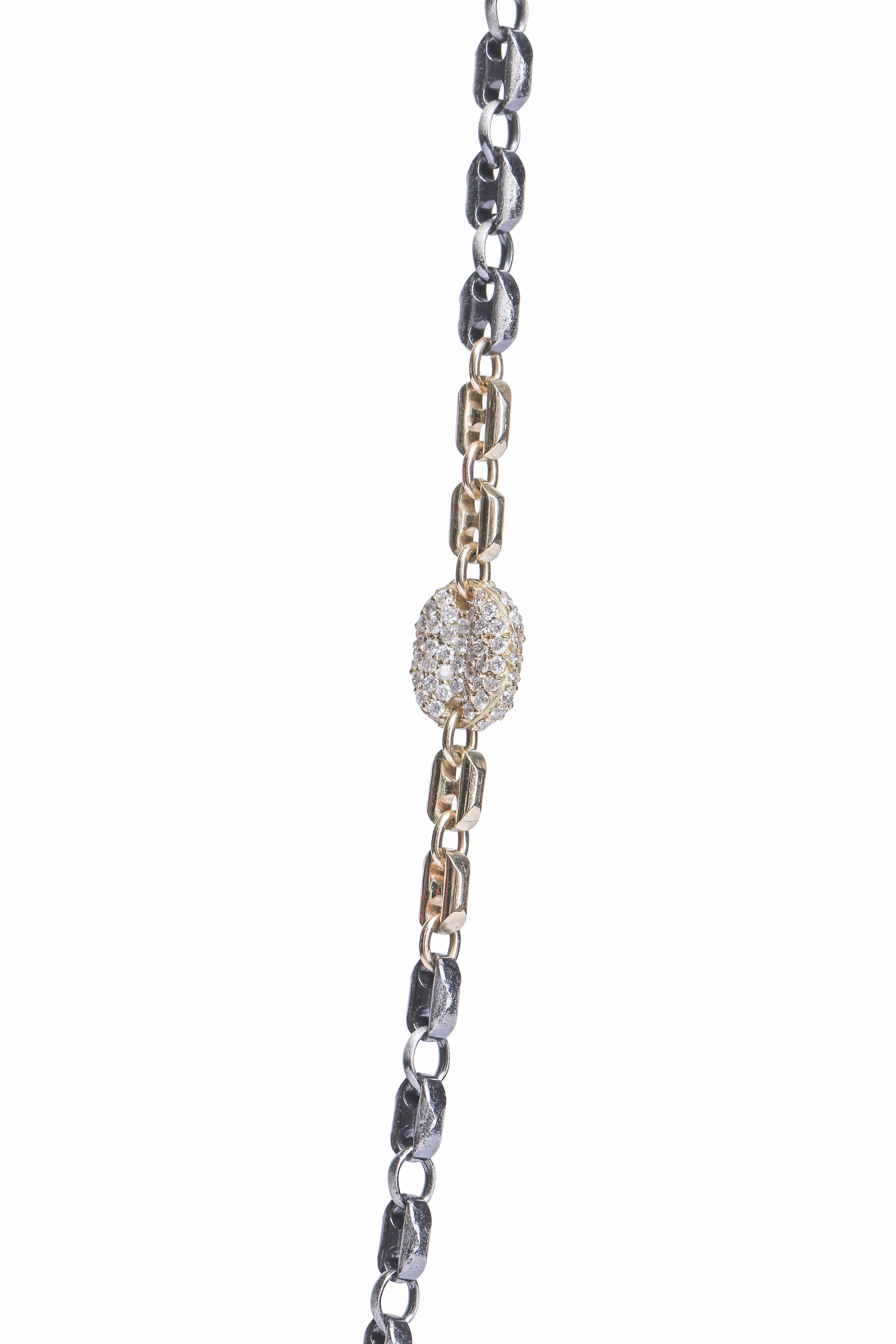 .925Suneera - Mixed Metal & Diamond Chain Link Necklace
