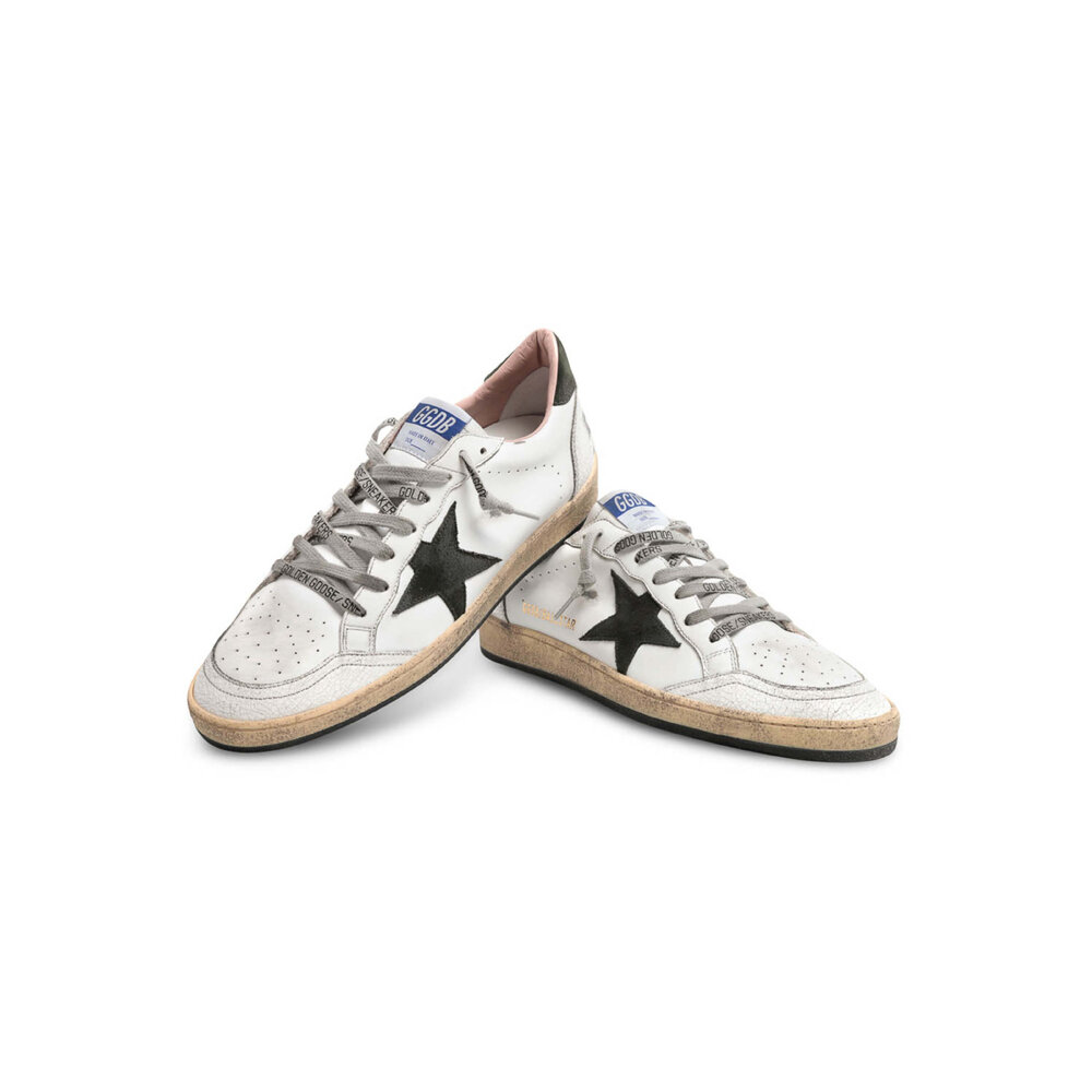 Golden Goose Ballstar Sneaker in White Military Green