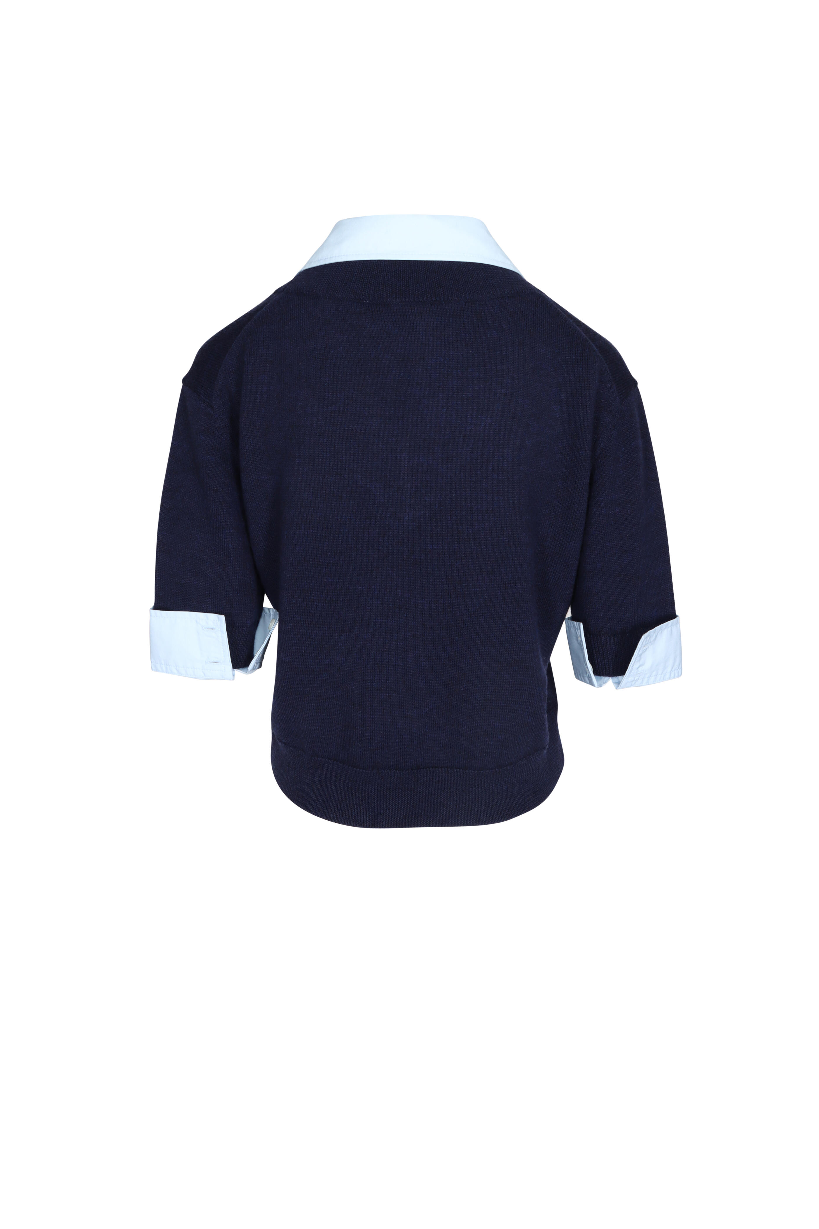 Tanya Taylor - Esme Oxford & Maritime Blue Sweater Top