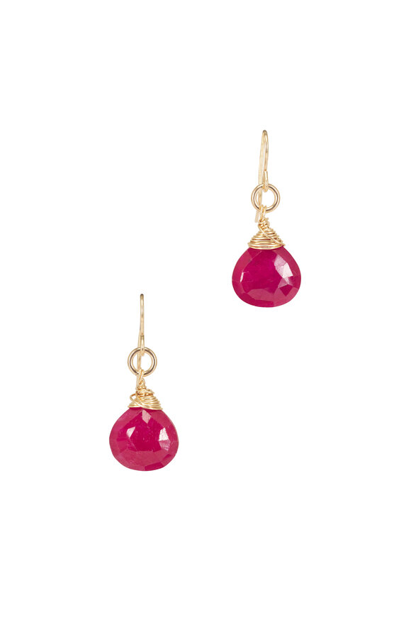 Cristina V. Pink Ruby Wire Wrapped Earrings - view 1