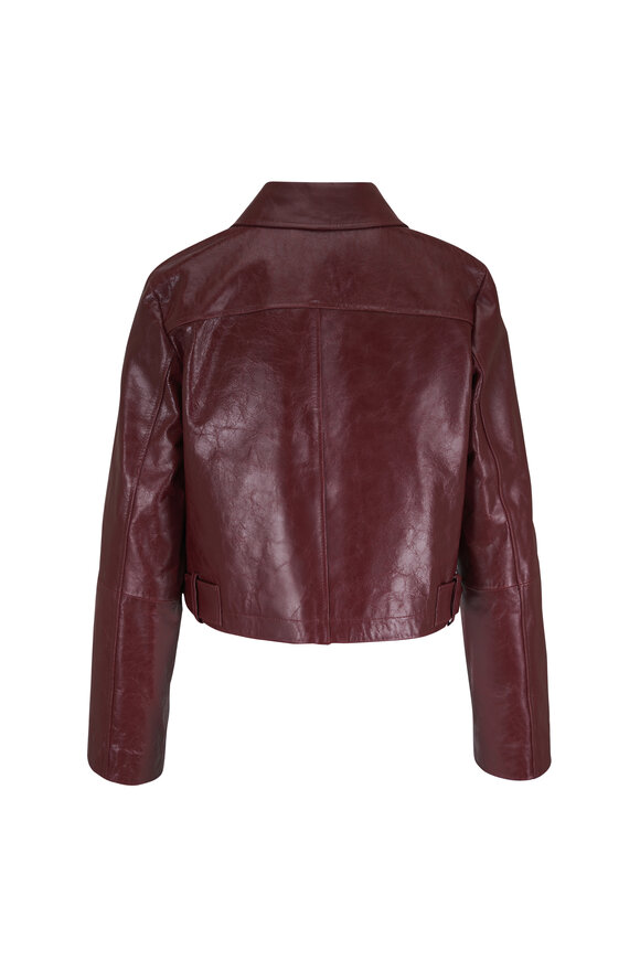Dorothee Schumacher Broken Shine Burgundy Cropped Leather Jacket - view 4