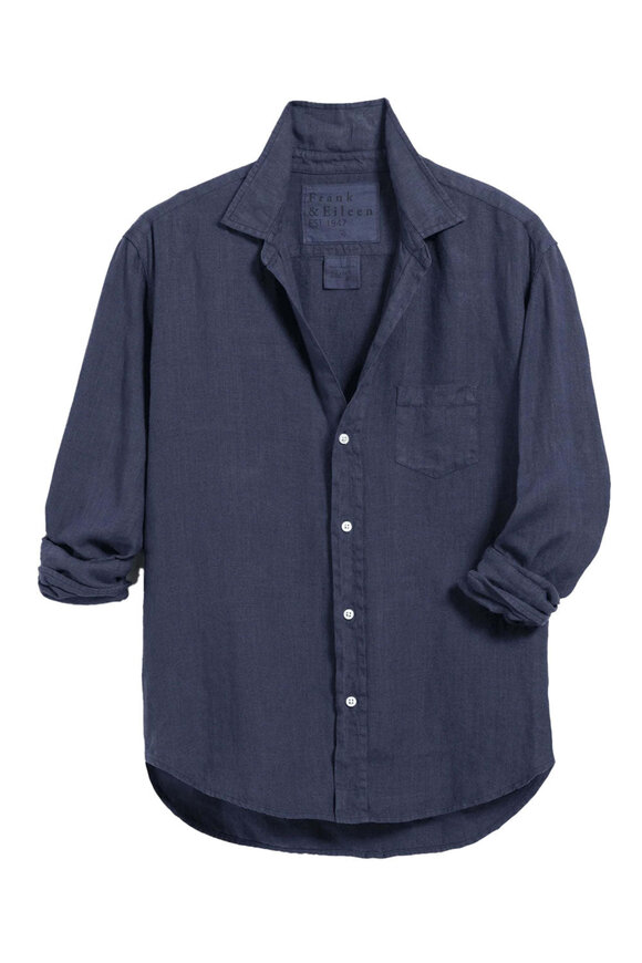 Frank & Eileen Navy Washed Linen Relaxed Eileen Button Up Shirt - view 1