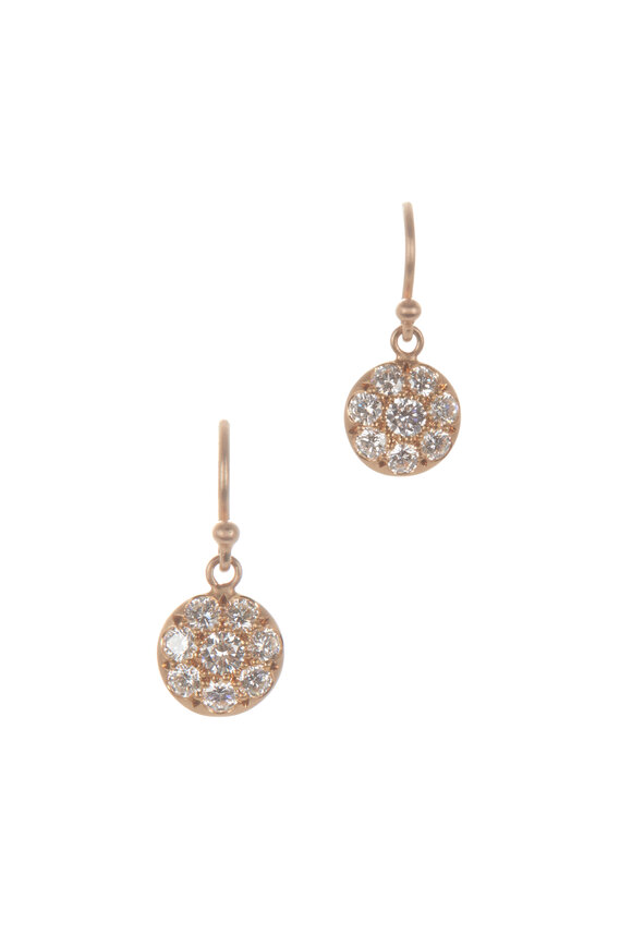 Caroline Ellen Rose Gold Pavé Disk Earrings - view 1