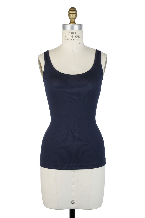 Vince Navy Ribbed Modal Scoop Neck Tank - view 1