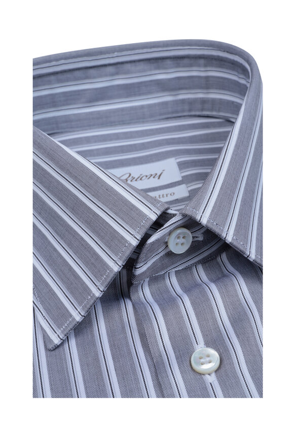 Brioni - Gray Rope Striped Dress Shirt 