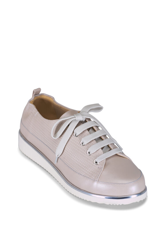 Ron White Novella Pearl Oyster Leather Lace Up Sneaker