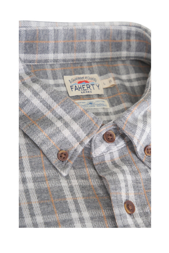 Faherty Brand Gray Cloud Plaid Coastline Knit Shirt - view 4