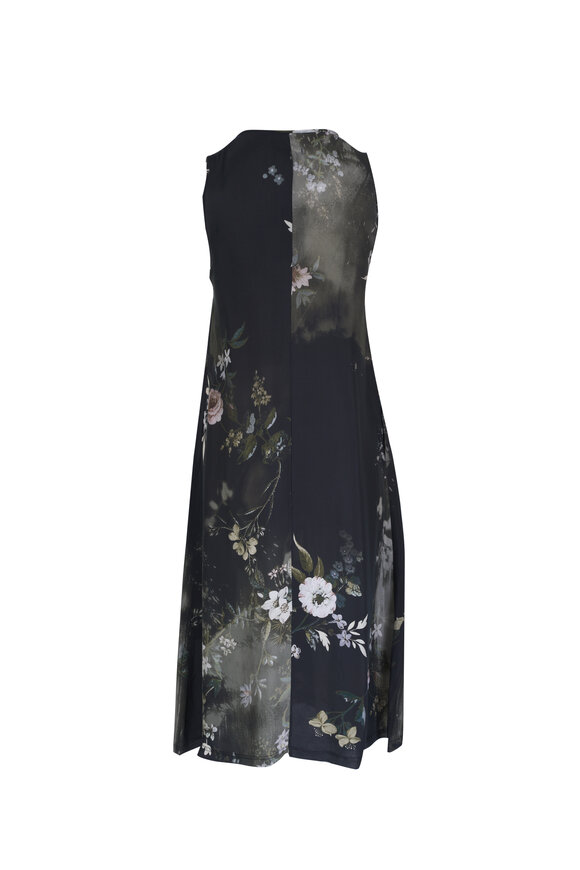 R13 - Black Bleached Floral Print Midi Dress 