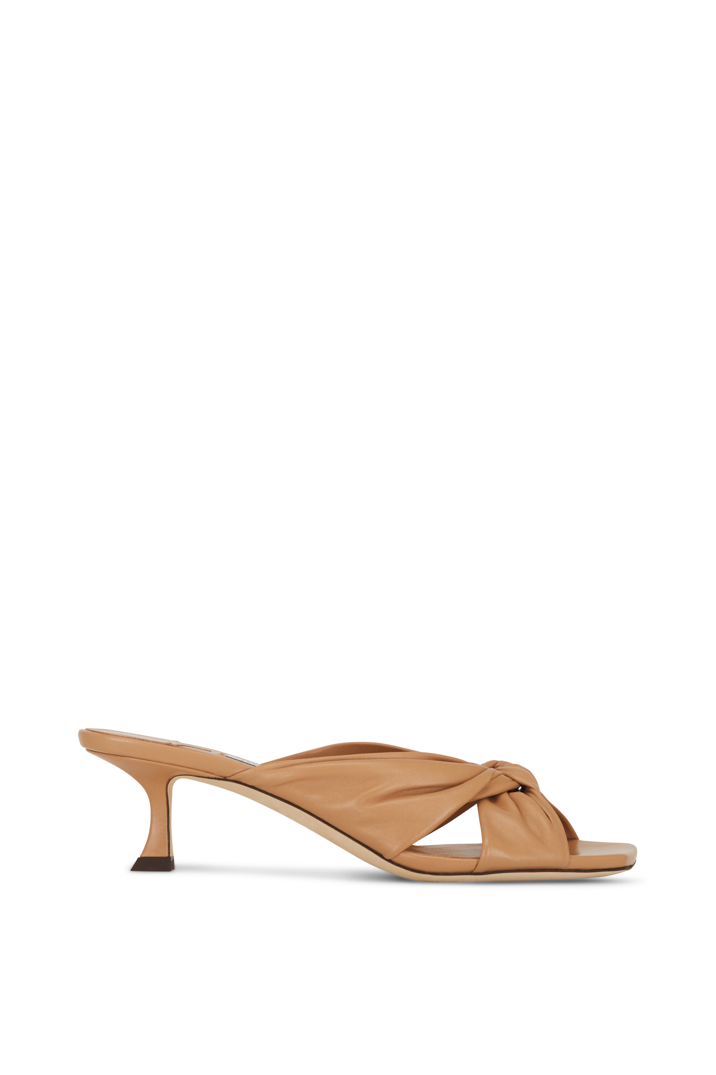 Jimmy Choo - Avenue 50 Caramel Leather Square Toe Mule, 50mm