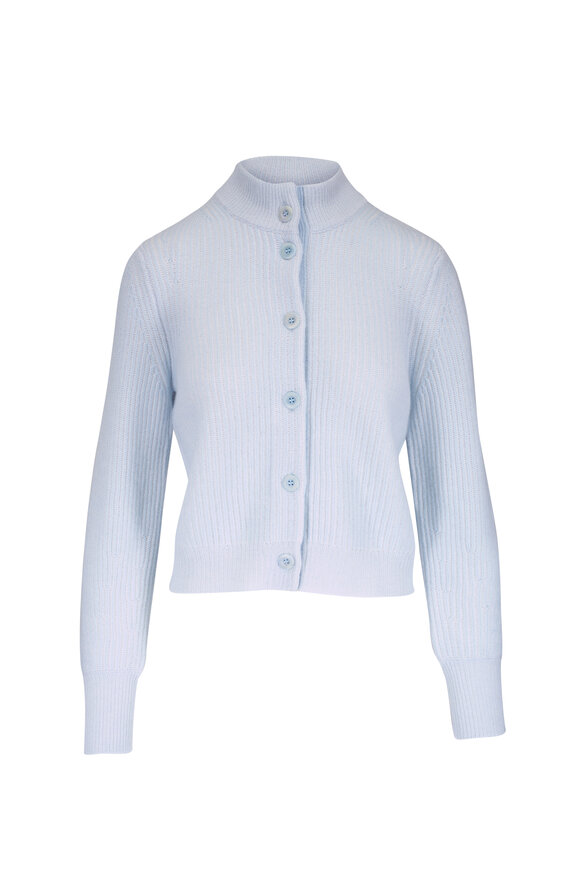 Kinross Ice Blue Ribbed Cardigan