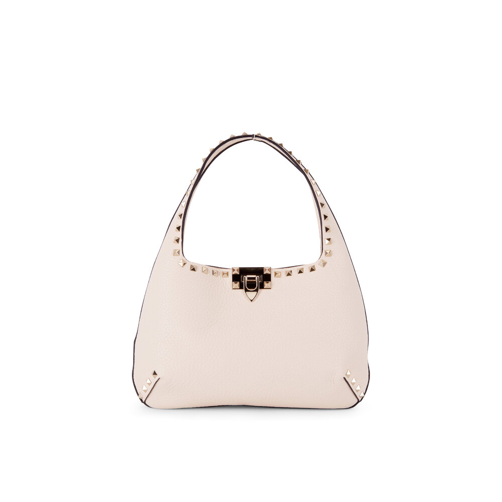 【関税&送料込】Valentino Garavani Ivory Leather Mini Hobo V Valentino Garavani VLOGO Mini Leather Hobo Shoulder Bag