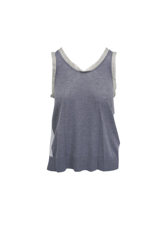 3.1 Phillip Lim Dark Gray Combo Chiffon Knit Tank 