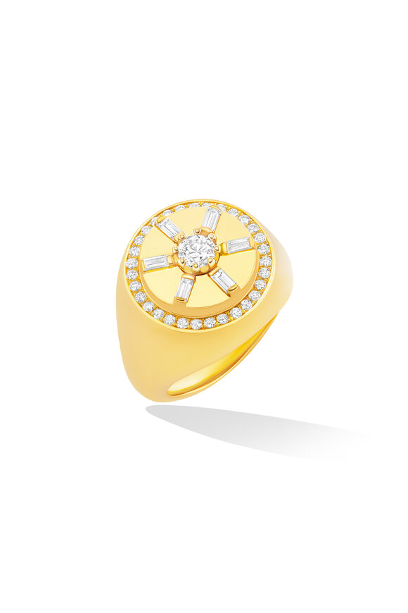 Cadar 18k Yellow Gold Light Diamond Pinky Ring