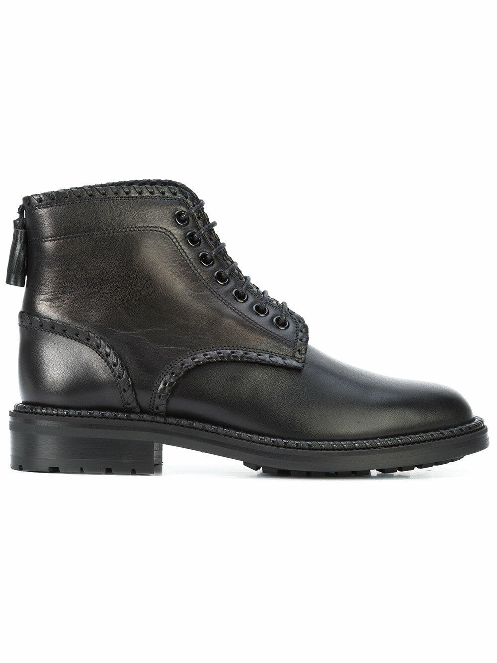Saint Laurent - William Black Whip-Stitch Detail Combat Boot