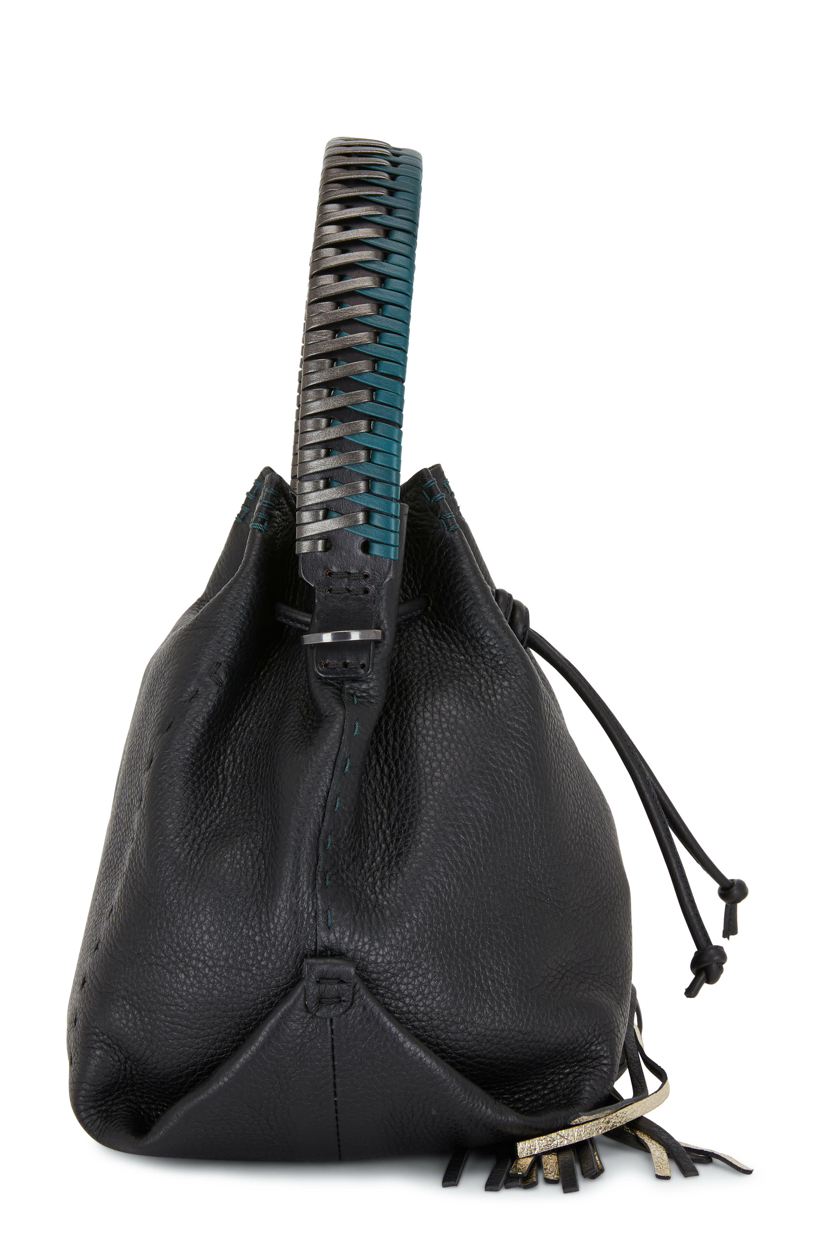 Henry Beguelin - Black Grained Leather Small Hobo Bucket Bag